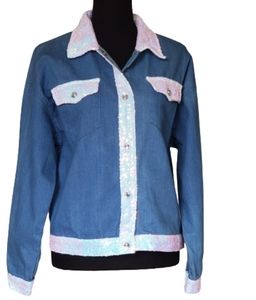 Lucky & Blessed Sequins Demin Jacket.